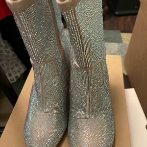 Elegant Rhinestone-Embellished Boots